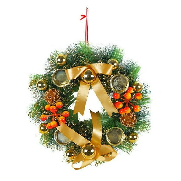 POINTERTECK Christmas Advent Wreath Decoration Candles Holder Christmas Centerpiece Table Decorations Pine Cone Ribbon Candlestick