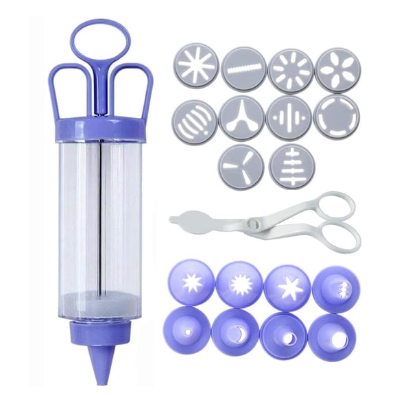 POINTERTECK Cookie Press, Classic Biscuit Maker, Cake Making Decorating Set with 10 Flower Pieces and 8 cake decorating tips and tubes for DIY Cake Cookie Maker Decorating
