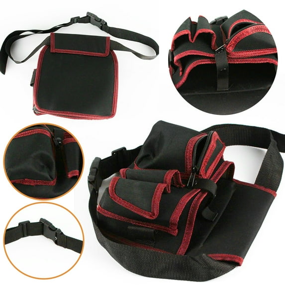 POINTERTECK Electrician Open Top Tool Bag with Waist Belt, Hardware Toolkit Storage Pouch Red