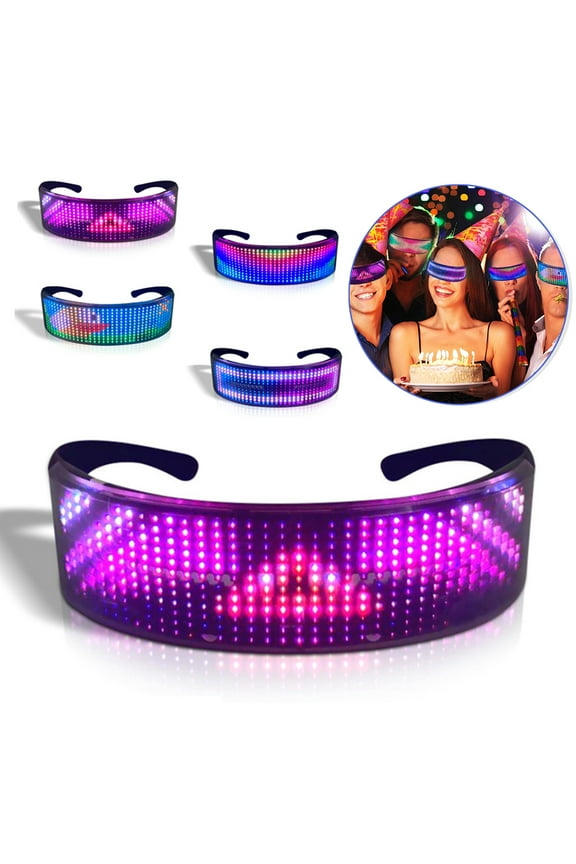 LED Bluetooth Full-color Light-emitting Glasses, Programmable LED Smart Glasses, APP Control Strap
