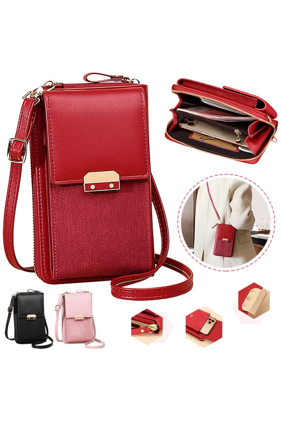 Lightweight Crossbody Phone Bag for Women, Small Shoulder Bag Cell Phone Wallet Purses and Handbags with Credit Card Slots Fits for iPhone 11 Pro Max XR XS X Galaxy Huawei, Red