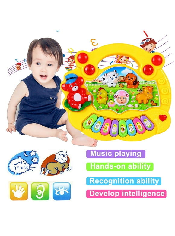 POINTERTECK Musical Baby Toys 6 to 12 Months, Baby Piano Light Up Animal Musical Toys for Toddlers 1-3, Infant Kids Learning Toys for 1 Year Old Girl Boy, Baby Toys 12-18 Months Gifts