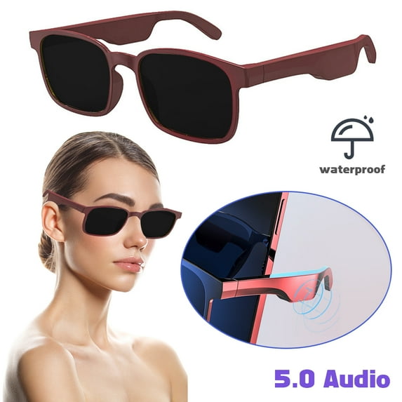 POINTERTECK Polarized Bluetooth Sunglasses Headphones with Stereo Speaker Smart Glasses Brown