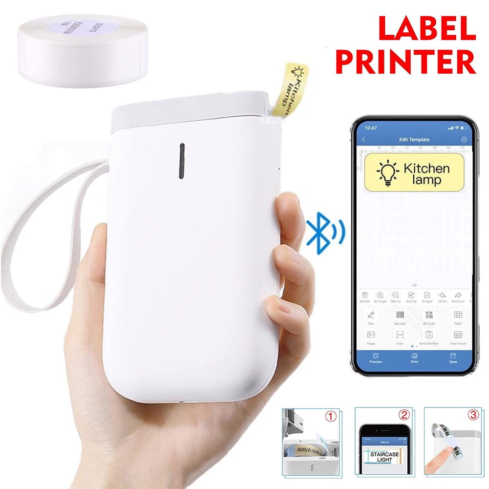 POINTERTECK Portable Thermal Label Printer, Bluetooth D11 Mini Label Maker Label Printer , Compatible with Smartphone for Home Office School Supermarket Store, White