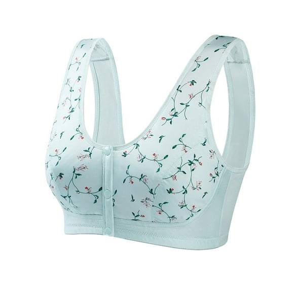 POINTERTECK Pure Silk Convenient Front Button Bra, Front Button Type Cotton Sports Bra, Suitable for Ladies and Girls, Light Green/S