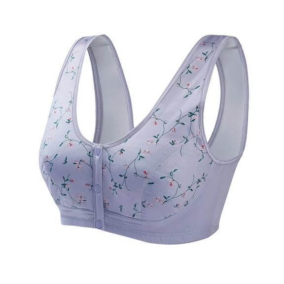 POINTERTECK Pure Silk Convenient Front Button Bra, Front Button Type Cotton Sports Bra, Suitable for Ladies and Girls, Purple/L