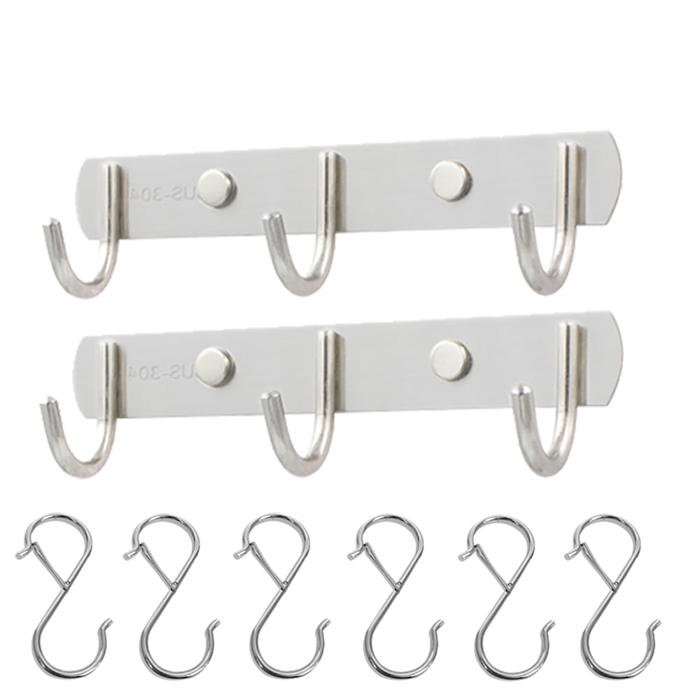 POINTERTECK WallMounted Coat Rack, 2 Pack Coat Hooks Rail Heavy 3