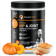POINTPET Glucosamine for Dogs, Peanut Butter & Pumpkin Flavored Hip and Joint Support ,Dog Mobility Soft Chews, 120 count