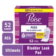 thumbnail image 1 of Poise Incontinence Pads for Women, 6 Drop Ultimate Absorbency, Regular Length, 52 Count, 1 of 8