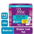 thumbnail image 1 of Poise Ultra Thin Incontinence Pads, 4 Drop Moderate Absorbency, Long Length, 192 Count, 1 of 10