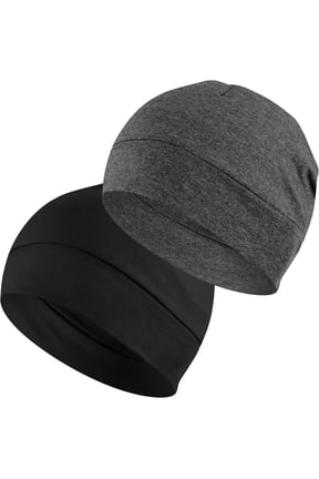 100% Cotton Skull Caps Beanie Sleeping Hats for Men Women | Lightweight, Soft & Breathable Skully Head Cover, Helmet Liner for Cycling & Running, Wicking CPAP Chemo Bald Nightcap