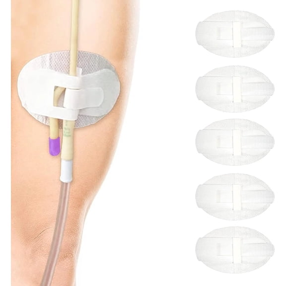 POITVD 5Pcs Catheter Stabilization Device, Non-Woven Catheter Fixation Stickers, Catheter Legband Holder Sticker, Catheter Urinary Tube Holders