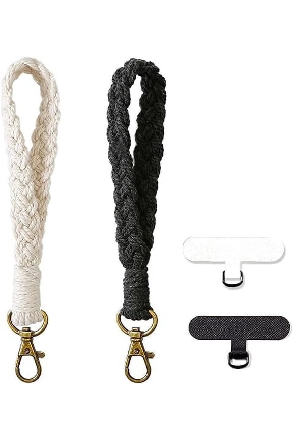 Boho Macrame Phone Wrist Strap, Cell Phone Lanyard with Tether Tab, Keychain Wristlet Charm, Anti-Loss Phone Chain