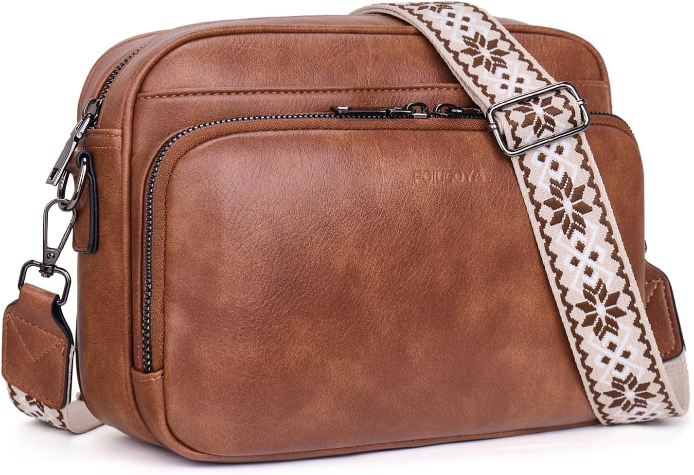 Women's Crossbody Handbag - Vegan Leather Woven Tote Bag With Adjustable Strap, Lightweight Shoulder Bag - View #4