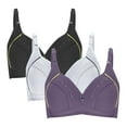 thumbnail image 1 of POIUYTR 3 Pack Bra for Women Full Coverage Underwire Bras Push Up Comfort Soft Breathable Lightly Lined T-Shirt with Adjustable Elastic Straps, 1 of 3