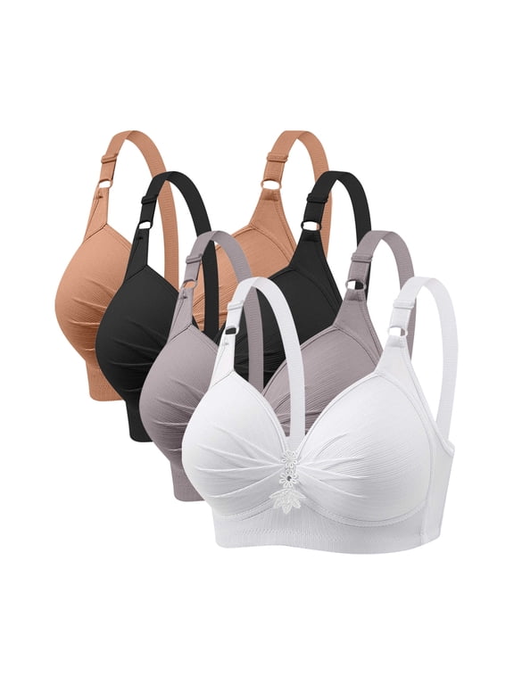 4 Pack T-Shirt Bras for Women Push Up Comfort Underwire Brassiere Full Coverage Lightly Lined Soft Everyday Bras