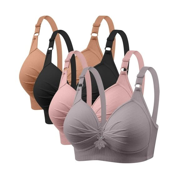 POIUYTR 4 Pack T-Shirt Bras for Women Push Up Comfort Underwire Brassiere Full Coverage Lightly Lined Soft Everyday Bras