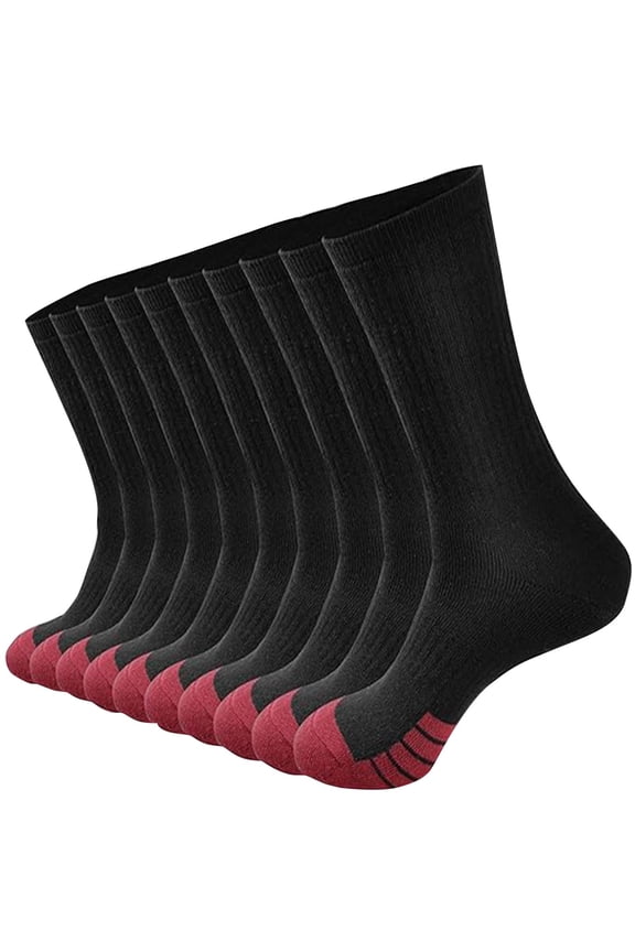 5 Pairs Mens Cushion Cotton Crew/Ankle Socks Performance Work Athletic Running Socks Casual Breathable Socks for Men