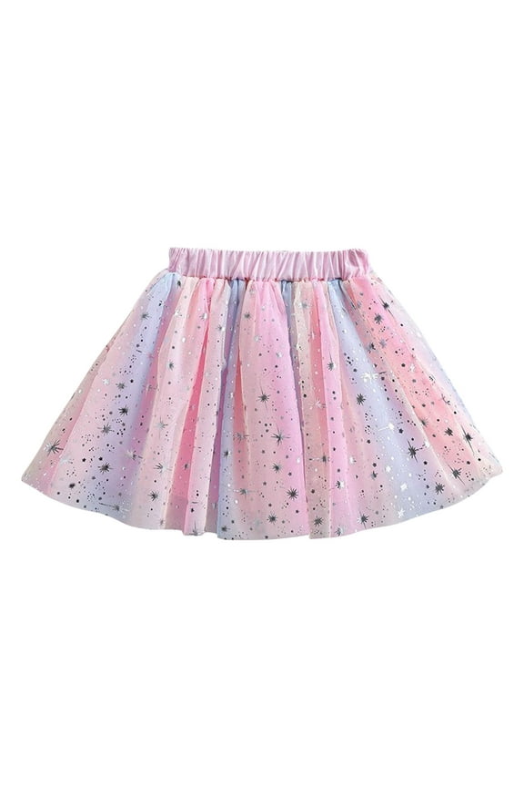 Baby Girls Layered Tulle Rainbow Tutu Skirts High Elastic Waisted Tiered Ruffle Mini Skirts Summer Casual Short Skirt for Girl