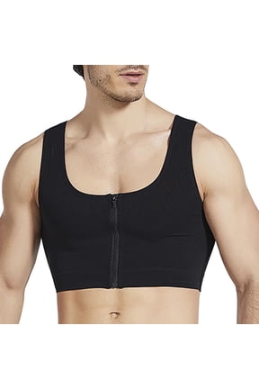 Men Compression Vest for Post Surgery, Gynecomastia Chest Compression Shapewear Chest Binder Flat Compression 3 Rows Clasp Bust Corset Vests