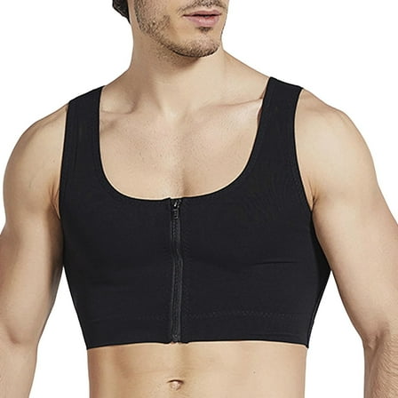 POIUYTR Men Compression Vest for Post Surgery, Gynecomastia Chest Compression Shapewear Chest Binder Flat Compression 3 Rows Clasp Bust Corset Vests