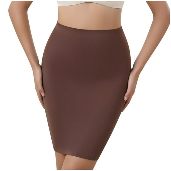 POIUYTR Shapewear Slip for Under Dresses Women Half Slip Tummy Control Dress Seamless Skirt Slip Body Shaper Shapewear Dress for Women