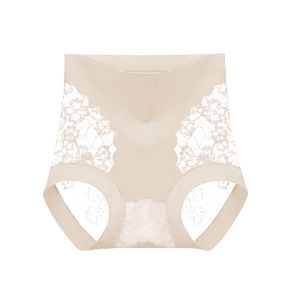 POIUYTR Women's High Waisted Hipster Lace Shapewear Briefs Light Control Brief Tummy Control Underwear Lace Thong Panties