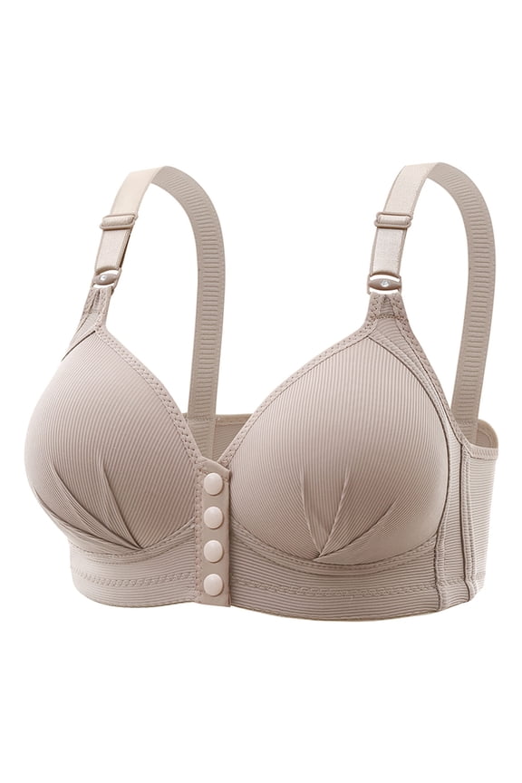 Bras for Older Women Push Up Front Closure Button Everyday Bra Soft Comfort Full Coverage Underwire Adjustable Elastic Straps T-Shirt Bra 2024