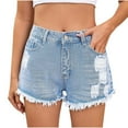 thumbnail image 1 of POIUYTR Cowgirl Denim Shorts for Women Ripped Distressed Jean Shorts for Summer Road Trips, 1 of 8