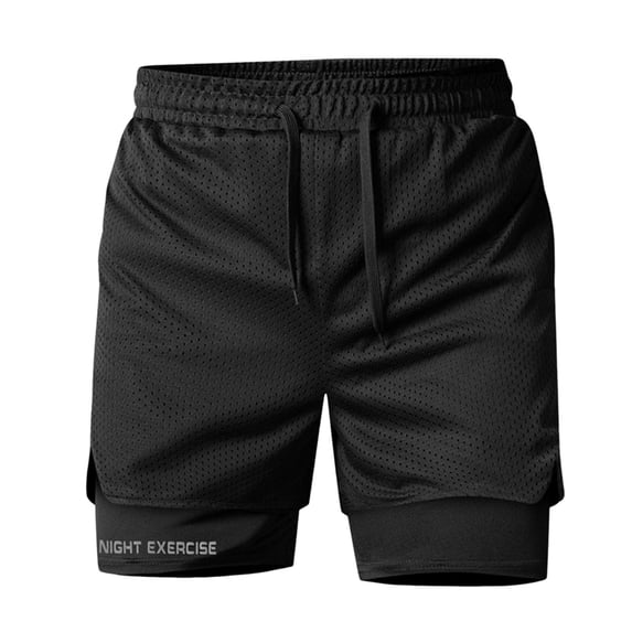 POIUYTR Men's Marathon 2-in-1 Shorts Running Gym Shorts with Compression Liner Drawstring Waist Athletic Shorts