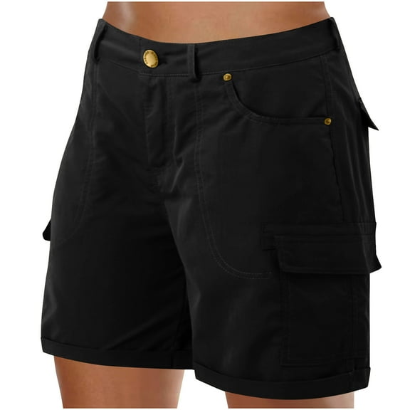 POIUYTR Summer Women's Utility Cargo Shorts - Casual Shorts 6-Pocket Cargo Style Shorts for Hiking Trips & Outdoor Adventures