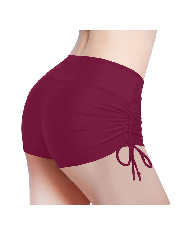 Women's Swim Boardshorts Beach Bikini Bottoms with Adjustable Ties High Waisted Swimsuit Boy Shorts
