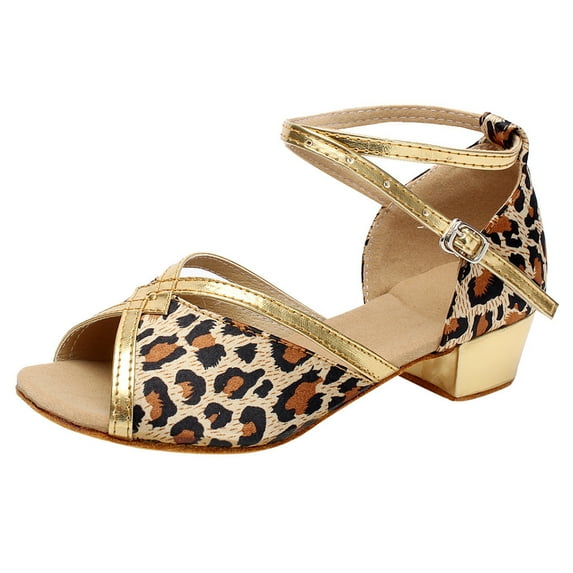 POIUYTR Girls Sandals Low Heel Dress Pump Ankle Strap Open Toe Flower Wedding Party Shoes for Little Kid/Big Kid