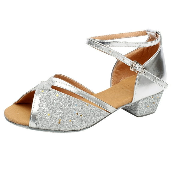 POIUYTR Girls Sandals Low Heel Dress Pump Ankle Strap Open Toe Flower Wedding Party Shoes for Little Kid/Big Kid