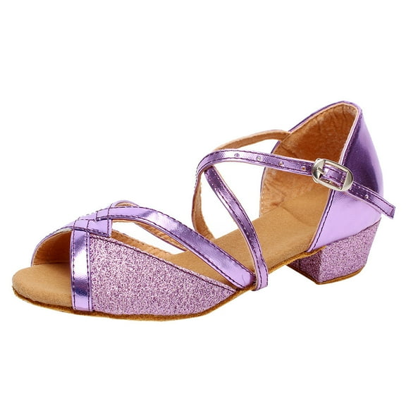 POIUYTR Girls Sandals Low Heel Dress Pump Ankle Strap Open Toe Flower Wedding Party Shoes for Little Kid/Big Kid