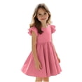 thumbnail image 1 of POIUYTR Girls Summer Midi Dress Casual Crewneck Ruffle Cap Sleeve Pleated Dresses Kids High Waist Outfits, 1 of 6