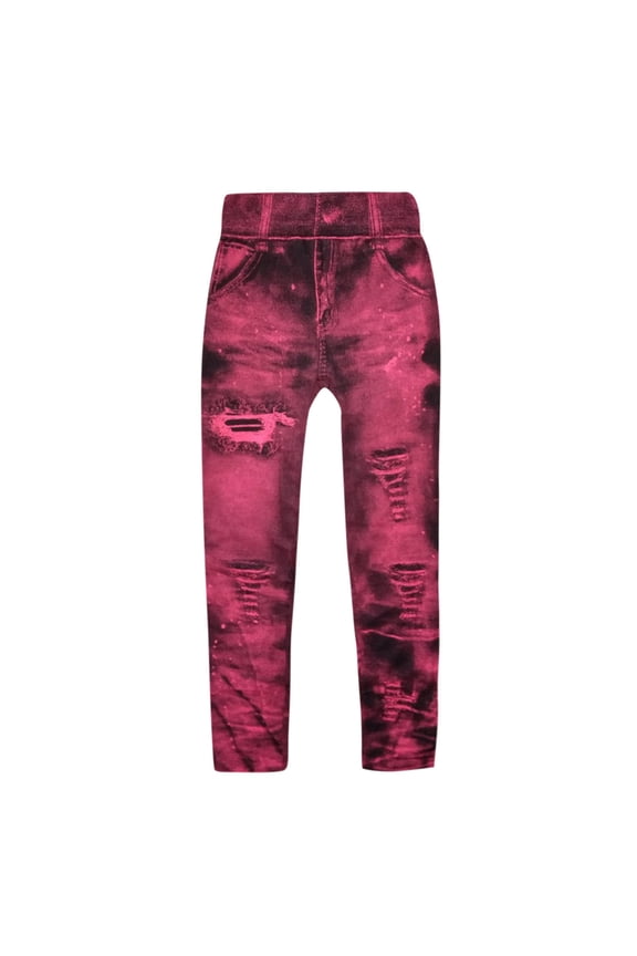 Jean Look Leggings for Women High Waist Tummy Control Ripped Denim Jeggings Soft Stretch Skinny Seamless Full Leggings with Pockets
