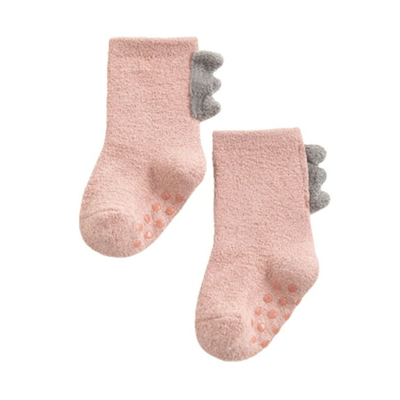 POIUYTR Kids Fuzzy Slipper Socks with Grips Non Slip Warm Winter Cozy Fluffy Thermal Cute Socks for Toddlers Baby Boys Girls