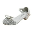 thumbnail image 1 of POIUYTR Little Girl's Sparkle Mary Jane Ballerina Flat Flower Wedding Party School Glitter Low Heel Dress Shoes Princess Pumps Sandals for Kids, 1 of 5