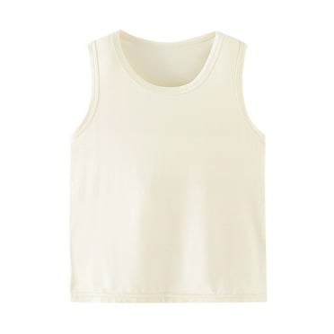 POIUYTR Little Girls Summer Tank Tops Little Kids Sleeveless Crew Neck Undershirts Basic Solid Colors Tees