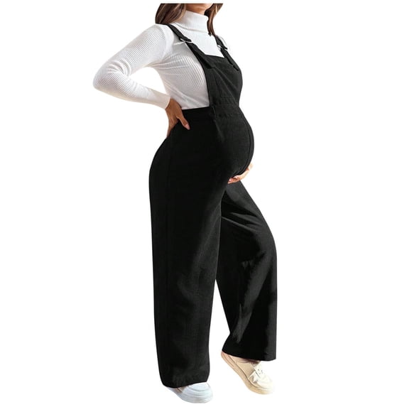 POIUYTR Maternity Women Summer Overalls Casual Loose Straight Leg Sleeveless Jumpsuits Trendy Comfy Soft Solid Color Trousers