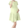 thumbnail image 1 of POIUYTR Maternity Womens Casual Vacation Dress Summer Crewneck Short Sleeve Ruffle Hem Midi Dress Loose Soft Comfy T-shirt Dresses, 1 of 6
