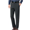 thumbnail image 1 of POIUYTR Men's Classic Fit Flat Front Dress Pants Expandable Waist Wrinkle Free Suit Pants for Men, 1 of 3