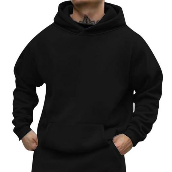POIUYTR Men's Fleece Hoodie Sweatshirt for Men Winter Fall Thick Pullover Tops Hooded Sweatshirt