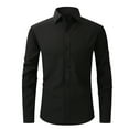 thumbnail image 1 of POIUYTR Men's Oxford Shirt Long Sleeve Button Down Wrinkle Free Dress Shirts Casual Stretch Formal Business Work Slim Fit Shirts, 1 of 3