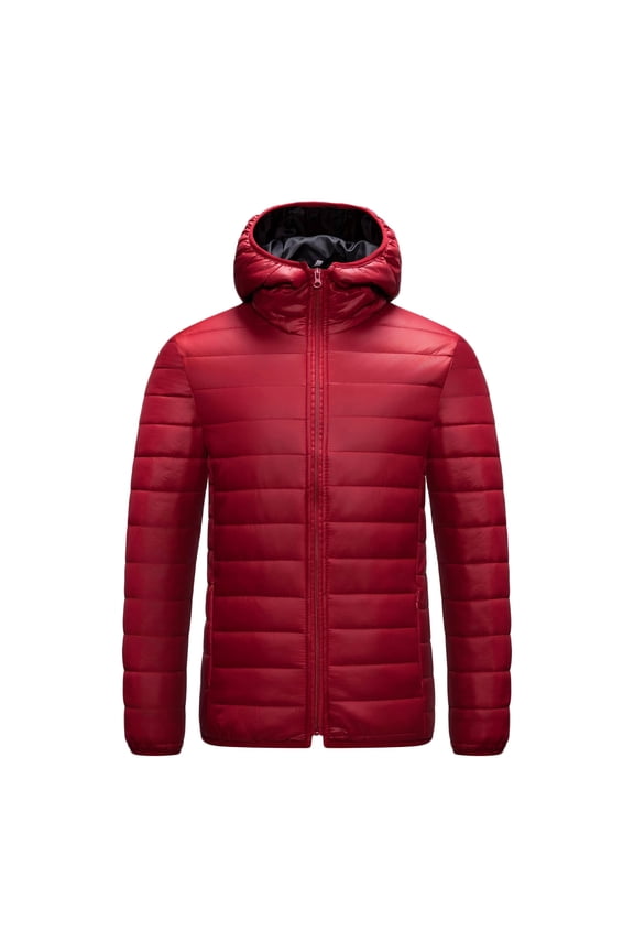 Men's Warm Puffer Jacket Winter Coat Lightweight Windproof Insulated Down Jackets for Snow Ski with Detachable Hood