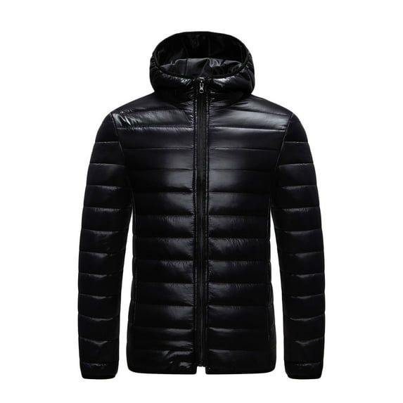 POIUYTR Men's Warm Puffer Jacket Winter Coat Lightweight Windproof Insulated Down Jackets for Snow Ski with Detachable Hood
