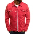 thumbnail image 1 of POIUYTR Mens Denim Jacket Casual Classic Washed Distressed Slim Fit Fashion Coat Casual Trucker Biker Jeans Jacket for Men, 1 of 2