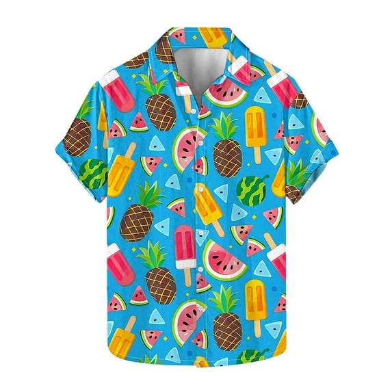 POIUYTR Mens Hawaiian Shirts Short Sleeve Button Down Shirt Summer Tropical Beach Casual Shirt