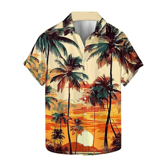 POIUYTR Mens Hawaiian Shirts Short Sleeve Button Down Shirt Summer Tropical Beach Casual Shirt